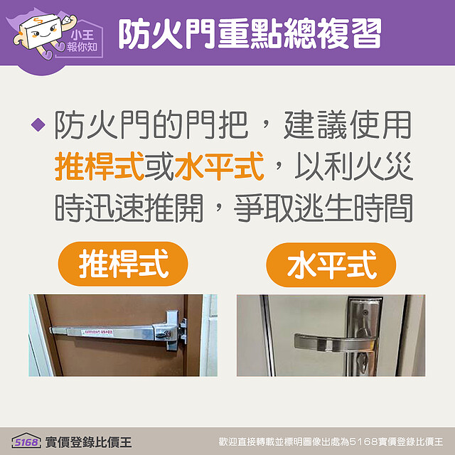 防火門的門把建議為推桿式或水平式|5168實價登錄比價王